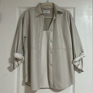 Vegan Leather Button Down